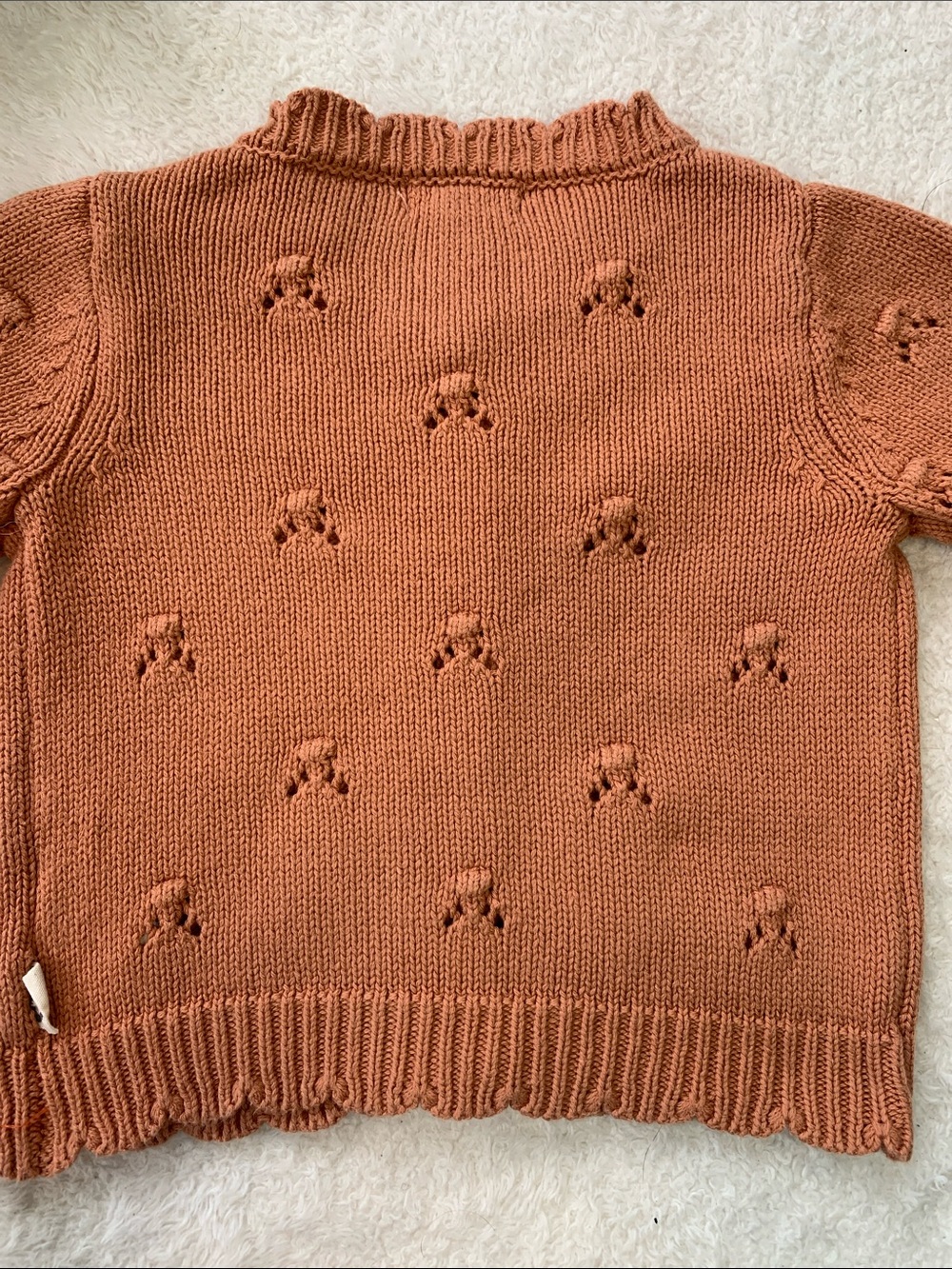 Rabbit + Bear Dusty Orange Cardigan Sweater 6-9M EUC Organic Cotton - Picture 6 of 8